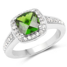 Load image into Gallery viewer, 1.67 Carat Genuine Chrome Diopside &amp; White Topaz .925 Sterling Silver Ring

