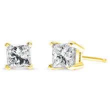 Load image into Gallery viewer, 14K Yellow Gold 1/3 Cttw Princess-Cut Square Near Colorless Diamond Classic 4-Prong Solitaire Stud Earrings (J-K Color, I1-I2 Clarity)
