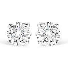 Load image into Gallery viewer, AGS Certified 14K White Gold 1.0 Cttw 4-Prong Set Brilliant Round-Cut Solitaire Diamond Push Back Stud Earrings (G-H Color, SI2-I1 Clarity)
