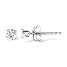 Load image into Gallery viewer, AGS Certified 14K White Gold 1.0 cttw 4-Prong Set Brilliant Round-Cut Solitaire Diamond Push Back Stud Earrings (G-H Color, I1-I2 Clarity)

