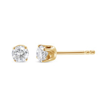 Load image into Gallery viewer, AGS Certified 14K Yellow Gold 1/2 Cttw 4 Prong Set Brilliant Round-Cut Solitaire Diamond Push Back Stud Earrings (O-P, Color, SI2-I1 Clarity)
