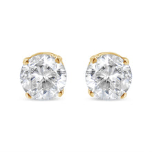 Load image into Gallery viewer, AGS Certified 14K Yellow Gold 1/2 Cttw 4 Prong Set Brilliant Round-Cut Solitaire Diamond Push Back Stud Earrings (O-P, Color, SI2-I1 Clarity)
