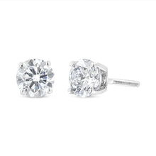 Load image into Gallery viewer, 14K White Gold 1-1/2 Cttw Round Brilliant-Cut Diamond Classic 4-Prong Stud Earrings with Screw Backs (H-I Color, I1-I2 Clarity)
