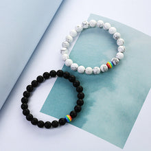 Load image into Gallery viewer, 2Pcs/set White Black Couple Magnetic Bracelets Natural Stone Matching Bracelet Magnetic Beaded Bracelets Set Attraction Friendship Relationship Wish Bracelet Gift For Women Men Him Her Best Friends
