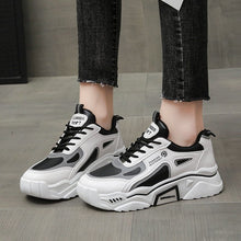 Load image into Gallery viewer, Fashion Spring Reflective Women Sneakers Lace Up Chunky Sneakers Mixed Color Women's Lightweight Casual Everyday Walking Fashion Chunky Sneakers
