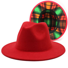 Load image into Gallery viewer, Beautiful Two Tone Luxury Fedora Hat Men's and Women's Hat Unique Retro Design Men's Fedoras Hat Colorful Fedoras Jazz Cap Elegant Soft Hat Wide Brim Party Hats 56-58CM
