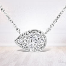 Load image into Gallery viewer, 14K White Gold 1/4 Cttw Round Diamond Composite Teardrop Shape 18" Pendant Necklace - (G-H Color, SI2-I1 Clarity)
