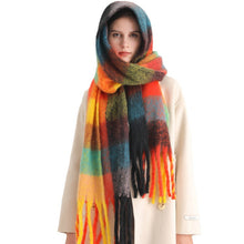 Load image into Gallery viewer, New Luxury Winter Soft Head Wraps Plaid Scarf Shawls Cashmere  Warm Cashmere Scarves Rainbow For Women

