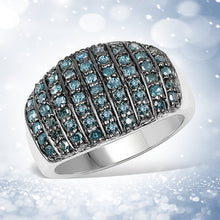 Load image into Gallery viewer, 0.83 Carat Genuine Blue Diamond and White Diamond .925 Sterling Silver Ring
