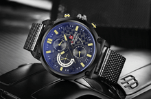 Load image into Gallery viewer, Men's Multifunction Analog Quartz Watches Waterproof Wrist Watch With Stainless Steel Mesh Band Excellent Design Perfect Gift
