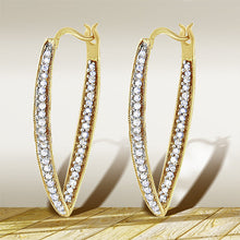 Load image into Gallery viewer, 10K Yellow Gold 1/2 Cttw Round-Cut Diamond Modern Hoop Earrings (I-J Color, I2-I3 Clarity)
