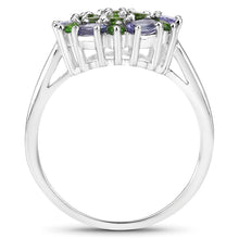Load image into Gallery viewer, 2.03 Carat Genuine Tanzanite and Chrome Diopside .925 Sterling Silver Ring

