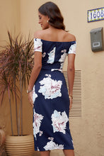 Load image into Gallery viewer, Charming Printed Off-Shoulder Midi Dress with Slit Classy &amp; Feminine Look

