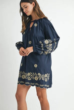 Load image into Gallery viewer, Embroidered Long Sleeve Peasant Mini Dress For Women – Embroidered Mini Dress, Long Sleeve Peasant Dress, Bohemian Dress, Casual Peasant Dress, Timeless Elegance Dress
