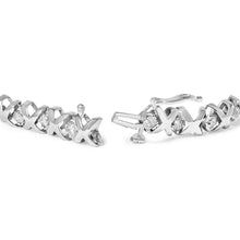 Load image into Gallery viewer, 10K White Gold 1 1/2 Cttw Diamond Alternating Diamond and X-Link 7.5" Tennis Bracelet (H-I Color, I2-I3 Clarity)

