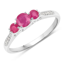 Load image into Gallery viewer, 0.61 Carat Genuine Ruby and White Diamond 14K White Gold Ring
