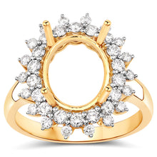 Load image into Gallery viewer, 0.79 Carat Genuine White Diamond 14K Yellow Gold Semi Mount Ring - holds 11x9mm Oval Gemstone
