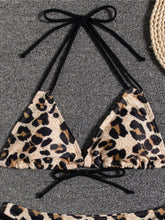 Load image into Gallery viewer, Sunset Bloom 2-Piece Triangle Bikini Set for Women – Vibrant Random Floral Print Halter Neck Swimsuit with Tie-Back Tie-Side Bottoms &amp; High Cut Legs – Women's High-Stretch Swimwear for Summer Beach Escapes
