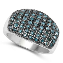 Load image into Gallery viewer, 0.83 Carat Genuine Blue Diamond and White Diamond .925 Sterling Silver Ring
