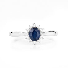 Load image into Gallery viewer, 0.44 Carat Genuine Blue Sapphire and White Diamond 14K White Gold Ring

