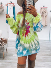 Load image into Gallery viewer, Full Size Tie-Dye Round Neck Long Sleeve Dress Trendy &amp; Comfortable Casual Dress for Women
