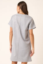 Load image into Gallery viewer, Suede Short Sleeve Mini Dress For Women – Soft Suede Dress, Casual Mini Dress, Short Sleeve Suede Dress, Basic Style Dress, Comfortable Suede Dress
