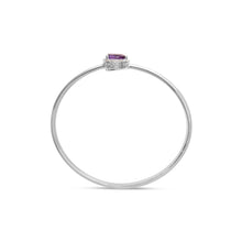 Load image into Gallery viewer, .925 Sterling Silver 8 x 5.5mm Pear Shape Amethyst  and Diamond Accent Halo Bypass Bangle Bracelet (H-I Color, SI1-SI2 Clarity)  - Fits up to 7" Inches
