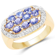 Load image into Gallery viewer, 14K Yellow Gold Plated 1.70 Carat Genuine Tanzanite .925 Sterling Silver Ring
