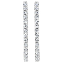 Load image into Gallery viewer, 14K White Gold 2.0 Cttw Round Brilliant Cut Diamond Oblong Hinged Leverback Hoop Earrings (I-J Color, I1-I2 Clarity)
