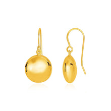 Load image into Gallery viewer, 14k Yellow Gold Puffed Circle Shape Drop Earrings
