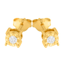 Load image into Gallery viewer, 10K Yellow Gold Plated .925 Sterling Silver 1/10 Cttw Round Brilliant-Cut Diamond Miracle-Set Stud Earrings (J-K Color, I3 Clarity)
