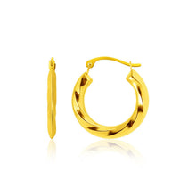 Load image into Gallery viewer, 14k Yellow Gold Wavy Texture Hoop Earrings
