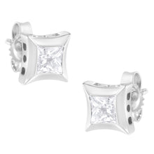 Load image into Gallery viewer, 10K White Gold 1/2 Cttw Invisible Set Princess-Cut Diamond Stud Earrings (H-I Color, SI2-I1 Clarity)
