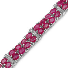 Load image into Gallery viewer, 16.77 Carat Genuine Glass Filled Ruby &amp; White Topaz .925 Sterling Silver Bracelet
