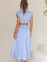 Load image into Gallery viewer, Modern Cutout Mock Neck Sleeveless Ruched Dress Elegant Dress For Women
