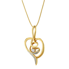 Load image into Gallery viewer, Espira 10K Yellow Gold .03 Cttw Diamond-Accented Round-Cut Diamond Swirl Open Heart 18" Pendant Necklace (I-J Color, I2-I3 Clarity)
