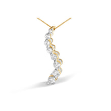 Load image into Gallery viewer, AGS Certified 14K Yellow Gold 3.0 Cttw Baguette and Brilliant Round-Cut Diamond Journey 18" Pendant Necklace (G-H Color, SI2-I1 Clarity)
