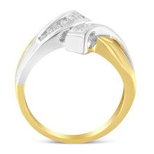 Load image into Gallery viewer, 10K Two Toned Channel-Set Diamond Bypass Ring (1/4 cttw, I-J Color, I2 Clarity)
