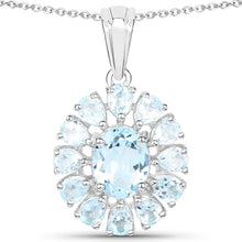 Load image into Gallery viewer, 14.02 Carat Genuine Blue Topaz and White Topaz .925 Sterling Silver 3 Piece Jewelry Set (Ring, Earrings, and Pendant w/ Chain)
