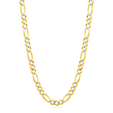 Load image into Gallery viewer, 6.0mm 14K Yellow Gold Solid Pave Figaro Chain
