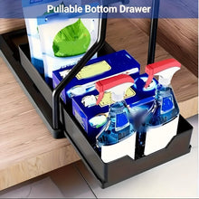 Load image into Gallery viewer, 2-Piece Under Sink Organizer with Sliding Shelves – Multi-Purpose Storage Rack
