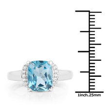 Load image into Gallery viewer, 3.55 Carat Genuine London Blue Topaz &amp; White Topaz .925 Sterling Silver Ring
