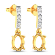 Load image into Gallery viewer, 0.14 Carat Genuine White Diamond 14K Yellow Gold Semi Mount Earrings - holds 7x5mm Oval Gemstones

