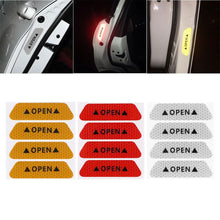 Load image into Gallery viewer, 4PCS Car Accessories Car Stickers Reflective Warning Sticker Wheel Eyebrows Door Opening Sticker Diamond Wheel Reflective Strip Universal Door Open Reflective Warning Stickers Auto Open Sign Anti-Collision Safety Reflective Decal Tape

