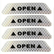 Load image into Gallery viewer, 4Pcs/Set Car Door Stickers Car OPEN Reflective Tape Warning Mark Anti-Collision Universal Safety Reflective Open Notice Bicycle Car Door Stickers DIY Car Open Reflective Tape Warning Mark Reflective Open Notice Bicycle Accessories Car Decoration
