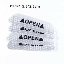 Load image into Gallery viewer, 4Pcs/Set Car Door Stickers Universal Safety Warning Mark OPEN High Reflective Tape Motorcycle Bike Helmet Sticker Car Door Open Anti-Collision Reflective Stickers Tape Conspicuity Safety Caution Warning Sticker For Car Truck Trailer
