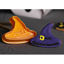Load image into Gallery viewer, 4Pcs/set Plastic Christmas Christmas Tree Halloween Pumpkin Ghost Theme Cookie Cutter Plunger Fondant Chocolate Mold Halloween Cookie Cutters Thanksgiving Fall Christmas Cookie Cutters Biscuit Mold 3D Mini Fondant Cookie Tools
