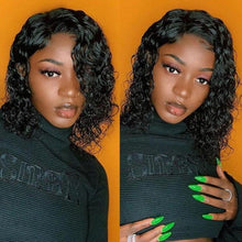 Load image into Gallery viewer, 4X4 Water Wave Short Bob Wig 8-12Inches Best Human Hair Wigs For Black Woman Brazilian Pre Plucked Baby Hairs Jerry Curl Wigs Wigs For Black Women Gifts for Girlfriends
