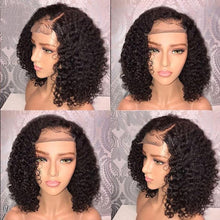 Load image into Gallery viewer, 4X4 Water Wave Short Bob Wig 8-12Inches Best Human Hair Wigs For Black Woman Brazilian Pre Plucked Baby Hairs Jerry Curl Wigs Wigs For Black Women Gifts for Girlfriends

