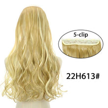 Load image into Gallery viewer, 5 Clip In Hair Extension Heat Resistant Fake Hairpieces Long Wavy Hairstyles Synthetic Clip Golden On Hair Extensions Straight Hair Extensions with Invisible Fish Line Layered Hairpiece
